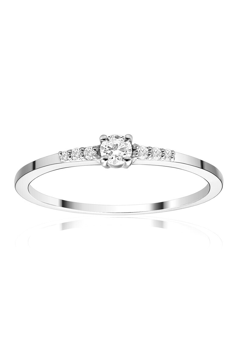 D Diamond Inel de aur alb de 14K decorat cu 7 diamante - Pled.ro