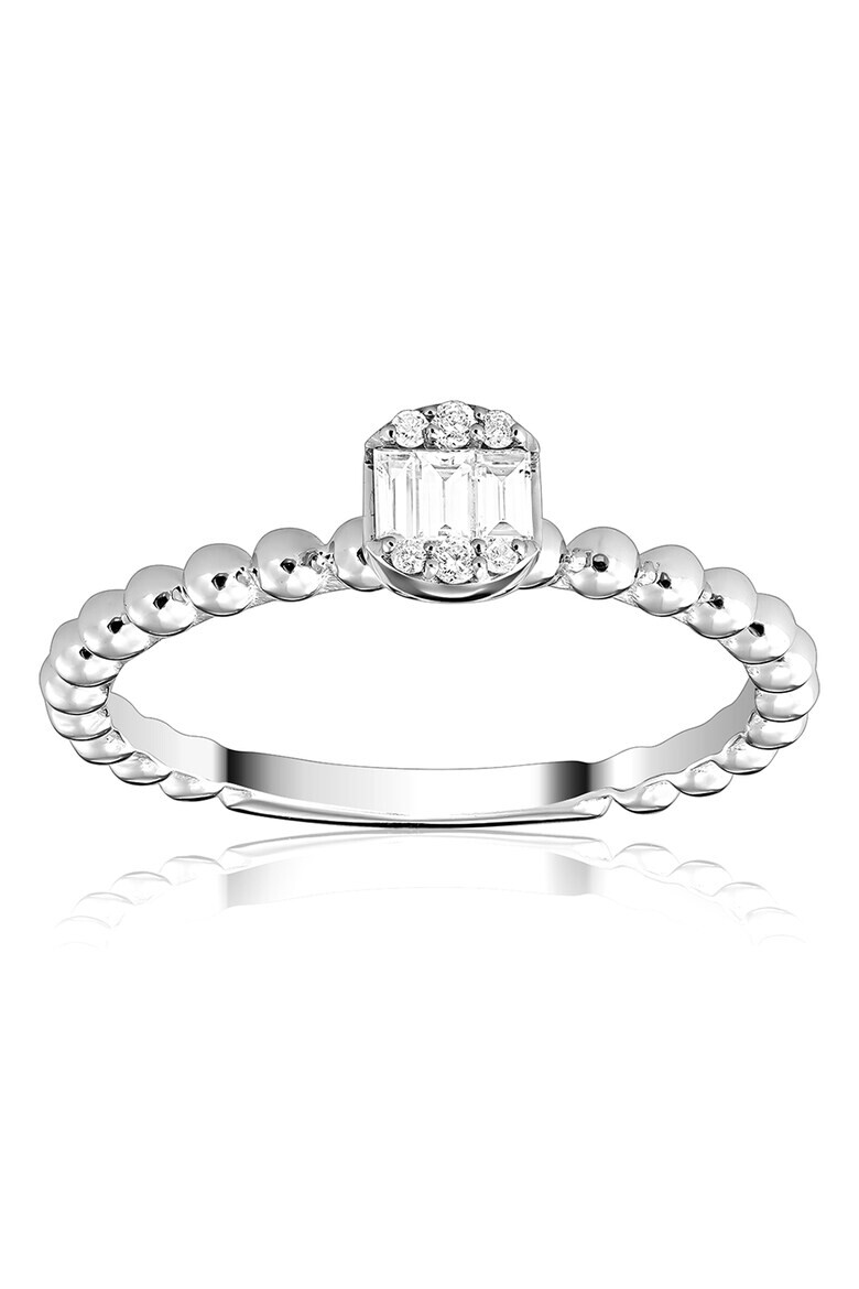 D Diamond Inel de aur alb de 14K decorat cu 9 diamante - Pled.ro