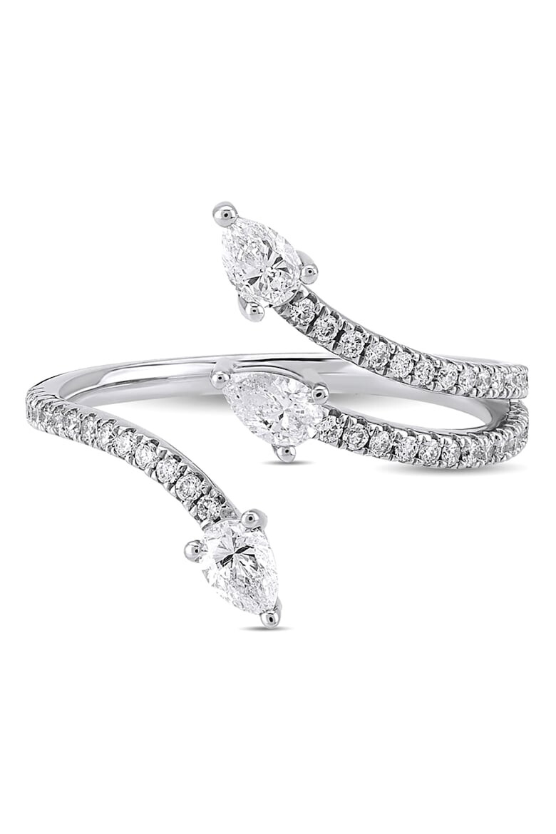 D Diamond Inel de aur alb de 14K decorat cu diamante - Pled.ro