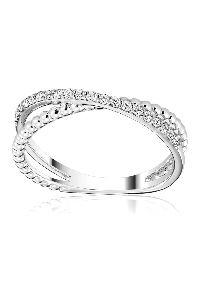 D Diamond Inel de aur alb de 14K decorat cu diamante - Pled.ro