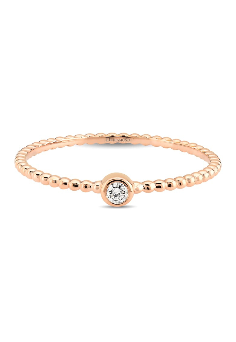 D Diamond Inel de aur rose de 14K cu un diamant - Pled.ro