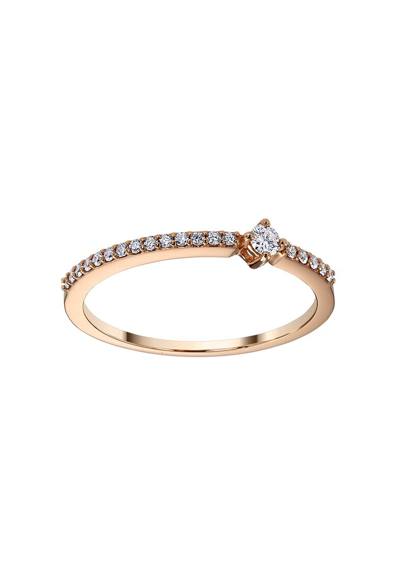 D Diamond Inel din aur rose de 14K cu 20 de diamante - Pled.ro