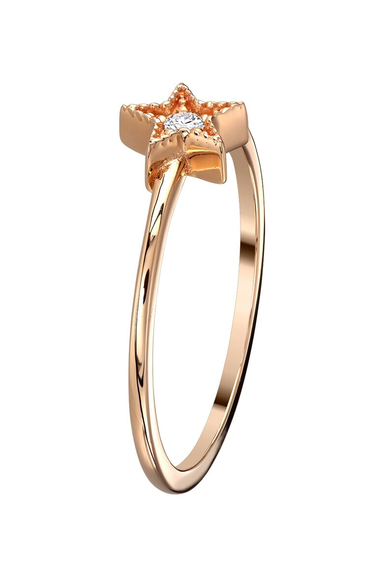 D Diamond Inel din aur rose de 14K in forma de stea cu 1 diamant - Pled.ro