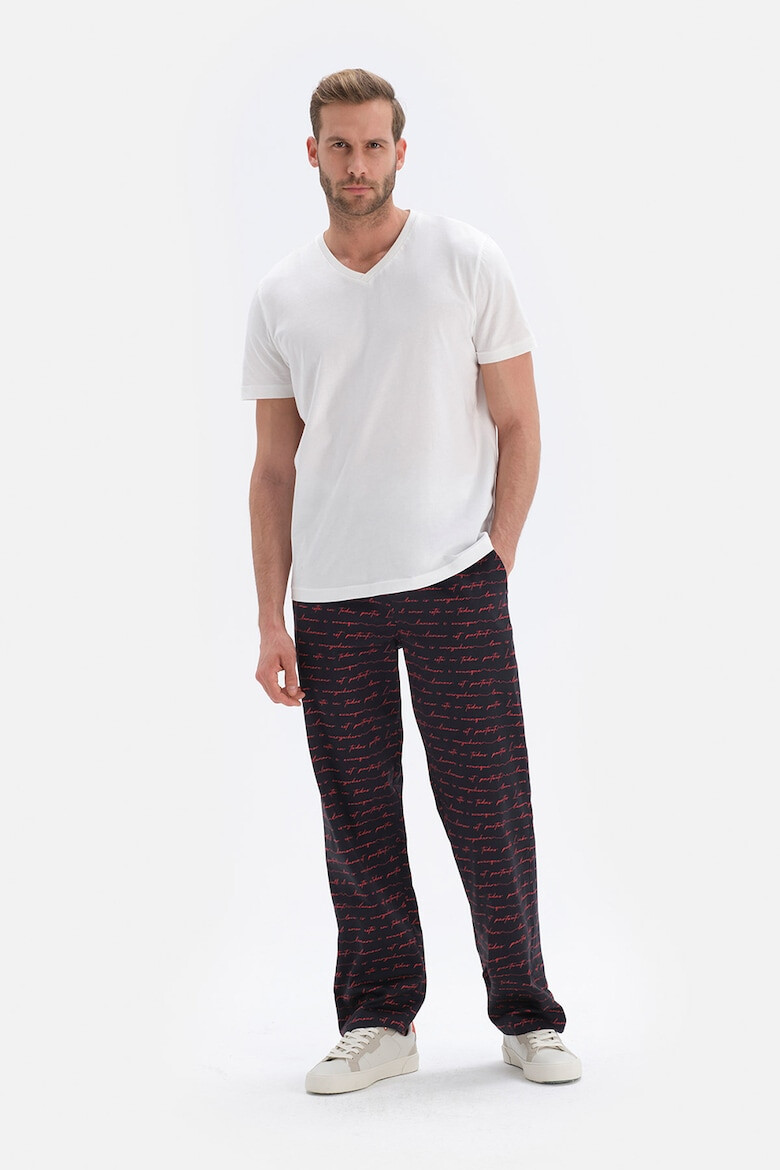 DAGI Pantaloni de pijama din bumbac cu model text - Pled.ro