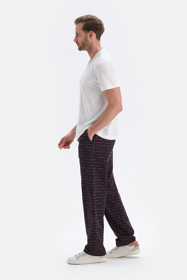 DAGI Pantaloni de pijama din bumbac cu model text - Pled.ro