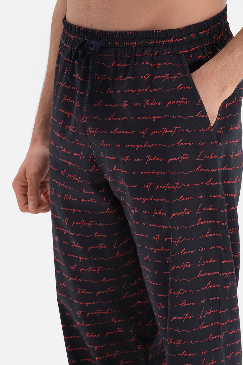 DAGI Pantaloni de pijama din bumbac cu model text - Pled.ro