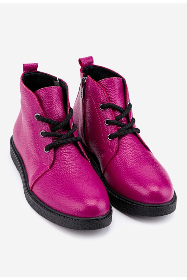 Dasha Ghete fuchsia din piele naturala texturata - Pled.ro