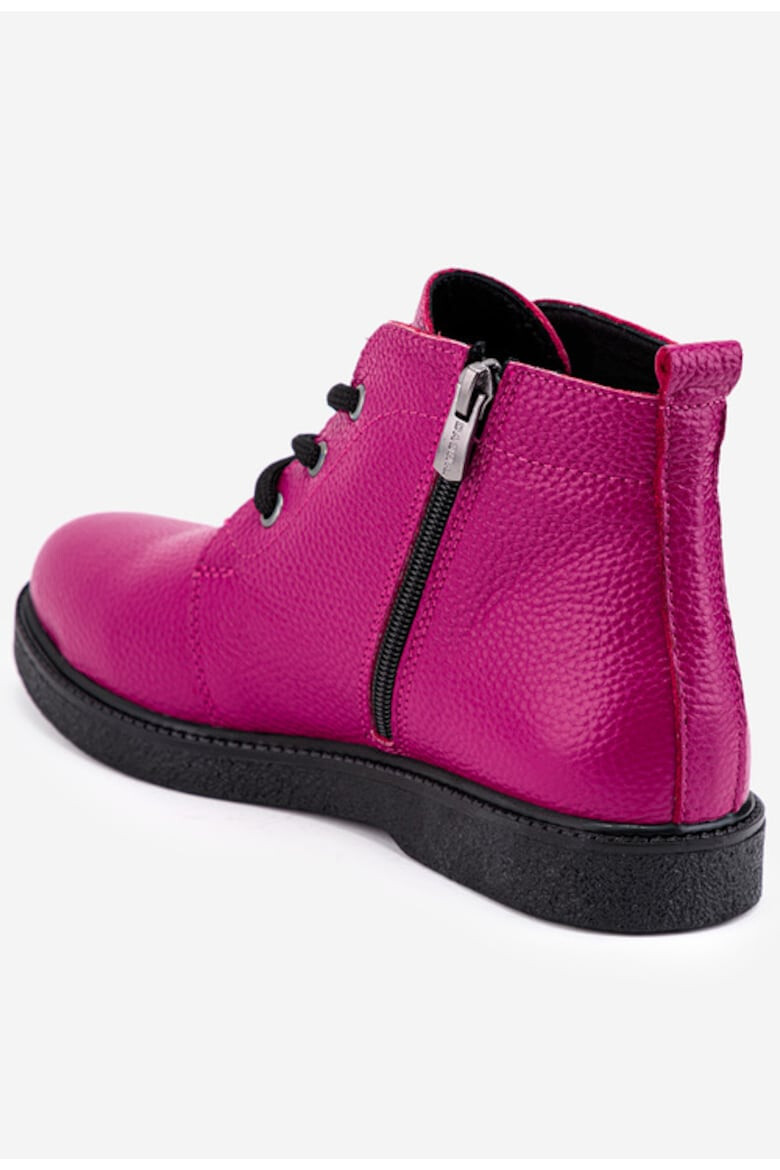 Dasha Ghete fuchsia din piele naturala texturata - Pled.ro