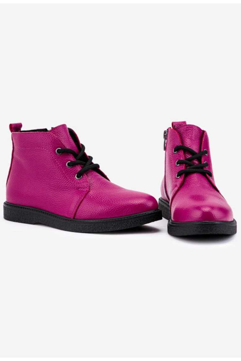 Dasha Ghete fuchsia din piele naturala texturata - Pled.ro