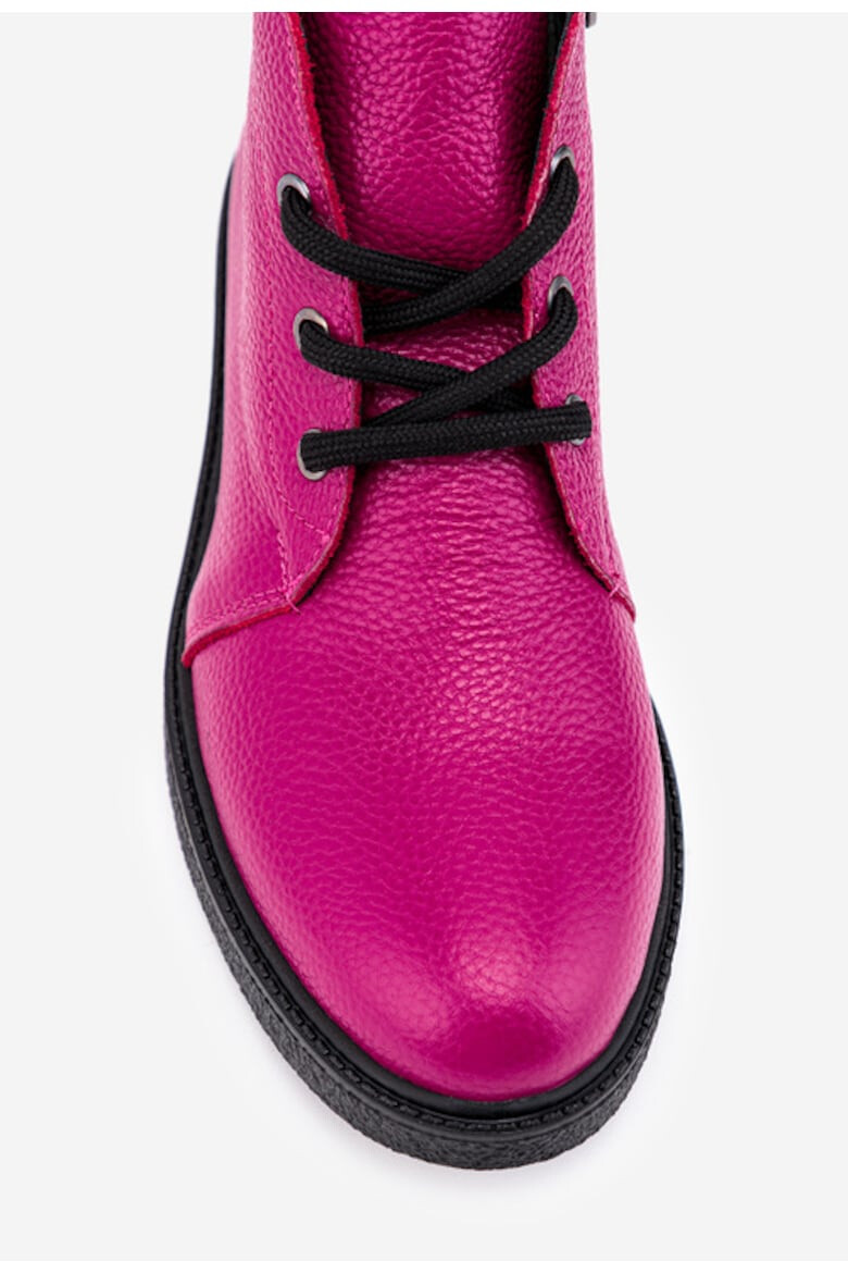 Dasha Ghete fuchsia din piele naturala texturata - Pled.ro