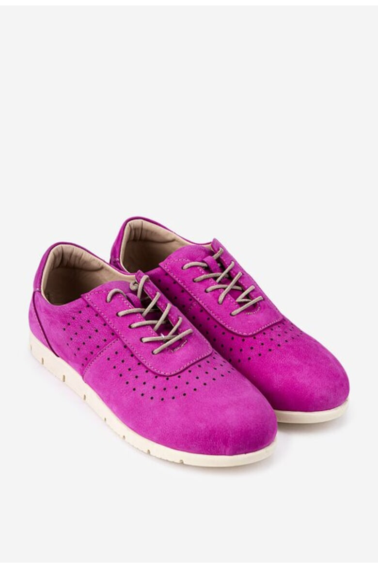 Dasha Pantofi fuchsia din piele cu aspect perforat - Pled.ro