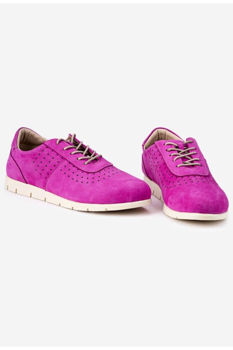 Dasha Pantofi fuchsia din piele cu aspect perforat - Pled.ro