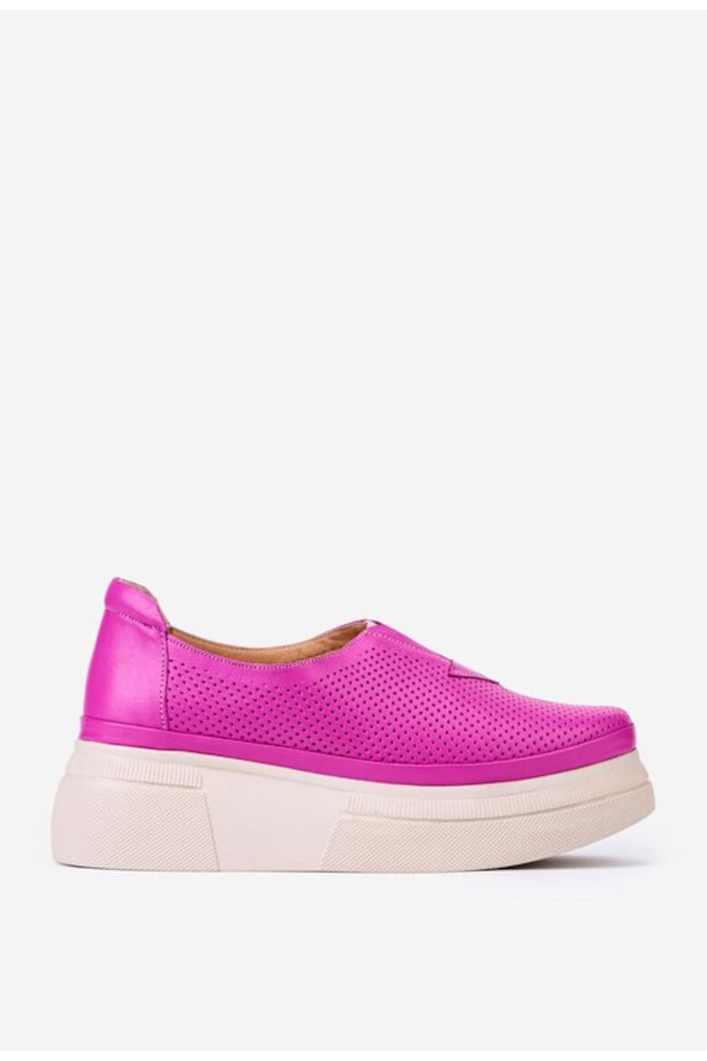 Dasha Pantofi fuchsia din piele perforata cu elastic - Pled.ro