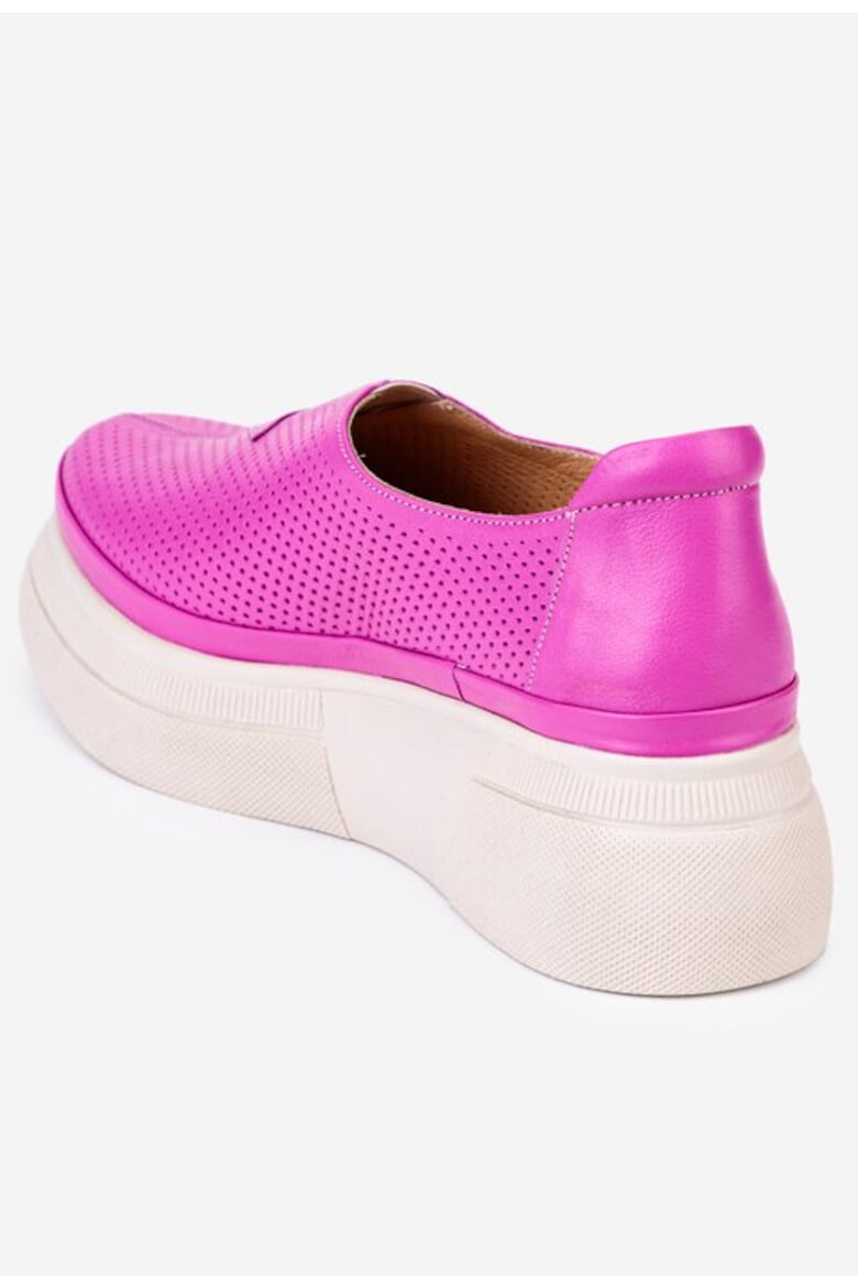 Dasha Pantofi fuchsia din piele perforata cu elastic - Pled.ro