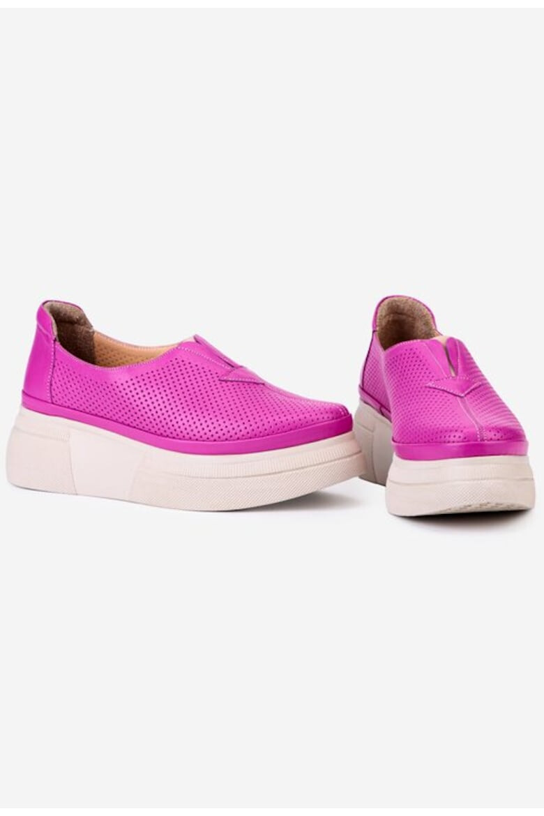 Dasha Pantofi fuchsia din piele perforata cu elastic - Pled.ro