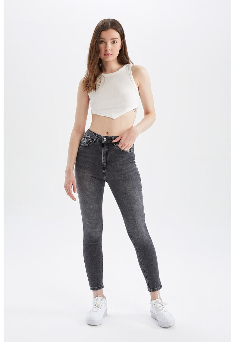 DeFacto Blugi crop skinny cu talie inalta - Pled.ro