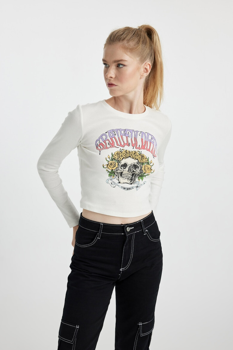 DeFacto Bluza crop cambrata cu decolteu la baza gatului - Pled.ro