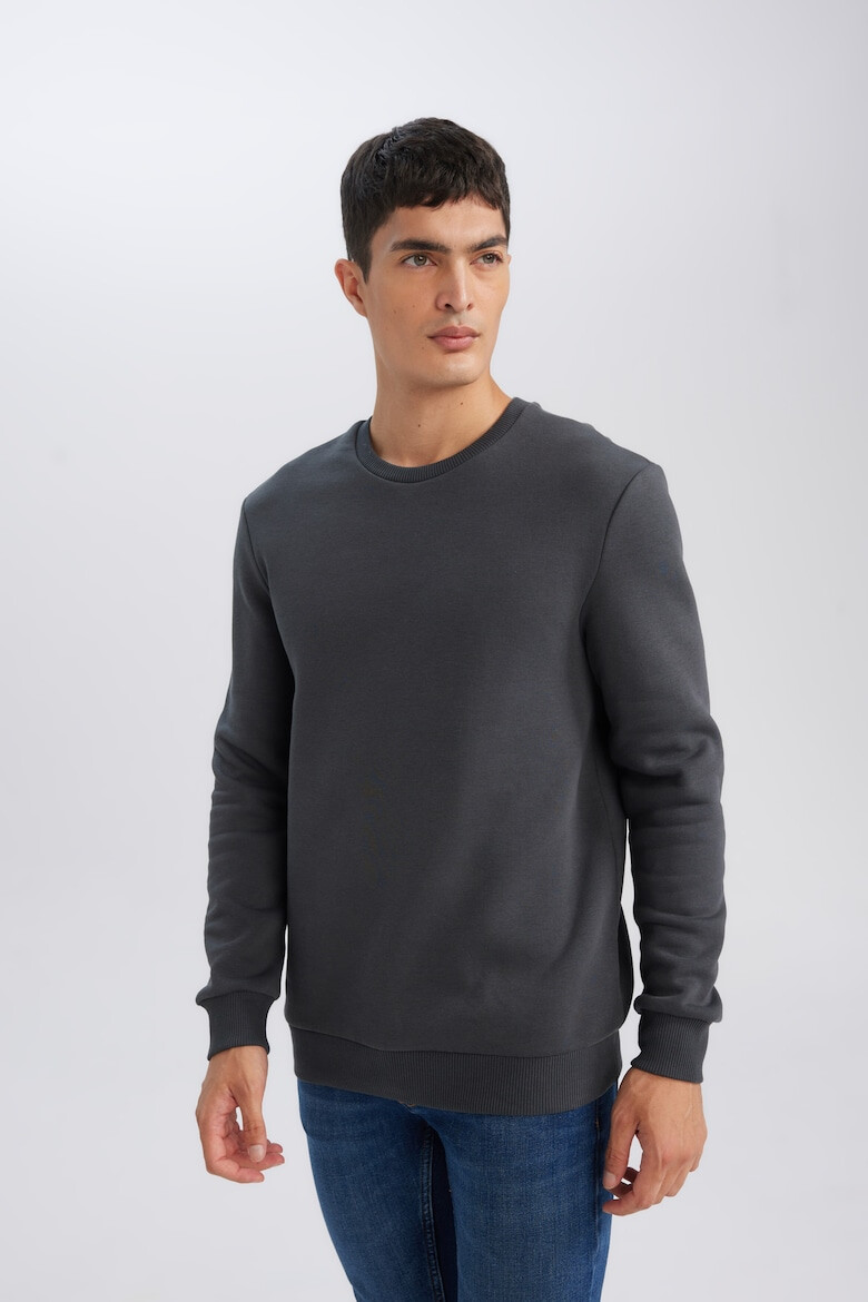 DeFacto Bluza regular fit de trening cu model uni si decolteu la baza gatului - Pled.ro