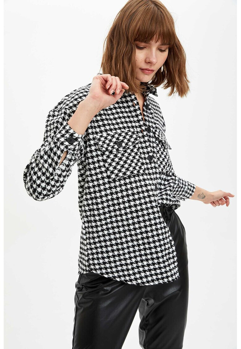 DeFacto Camasa cu model houndstooth - Pled.ro