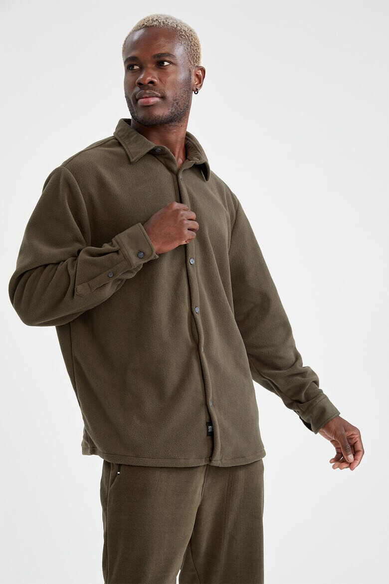 DeFacto Camasa relaxed fit din material fleece - Pled.ro