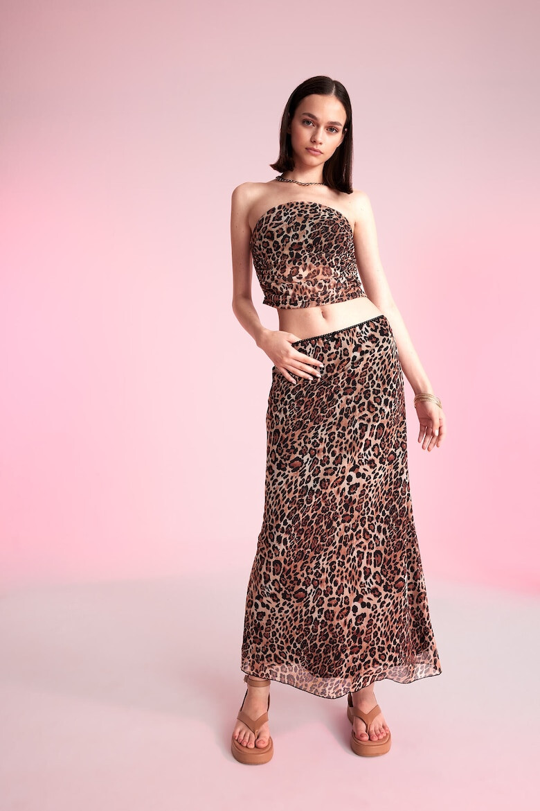 DeFacto Fusta midi cu animal print - Pled.ro