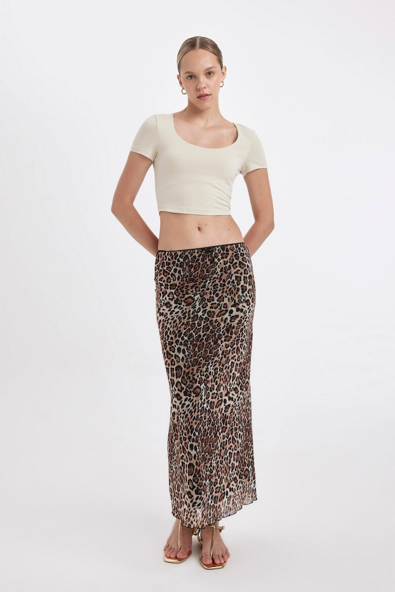 DeFacto Fusta midi cu animal print - Pled.ro