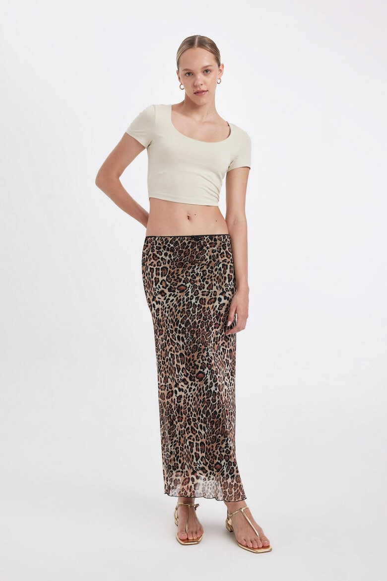 DeFacto Fusta midi cu animal print - Pled.ro