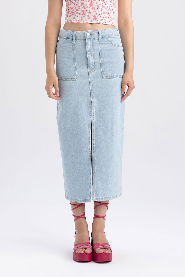 DeFacto Fusta midi din denim cu slit frontal - Pled.ro