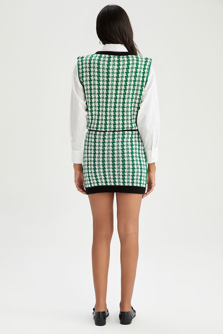 DeFacto Fusta mini cu imprimeu houndstooth - Pled.ro