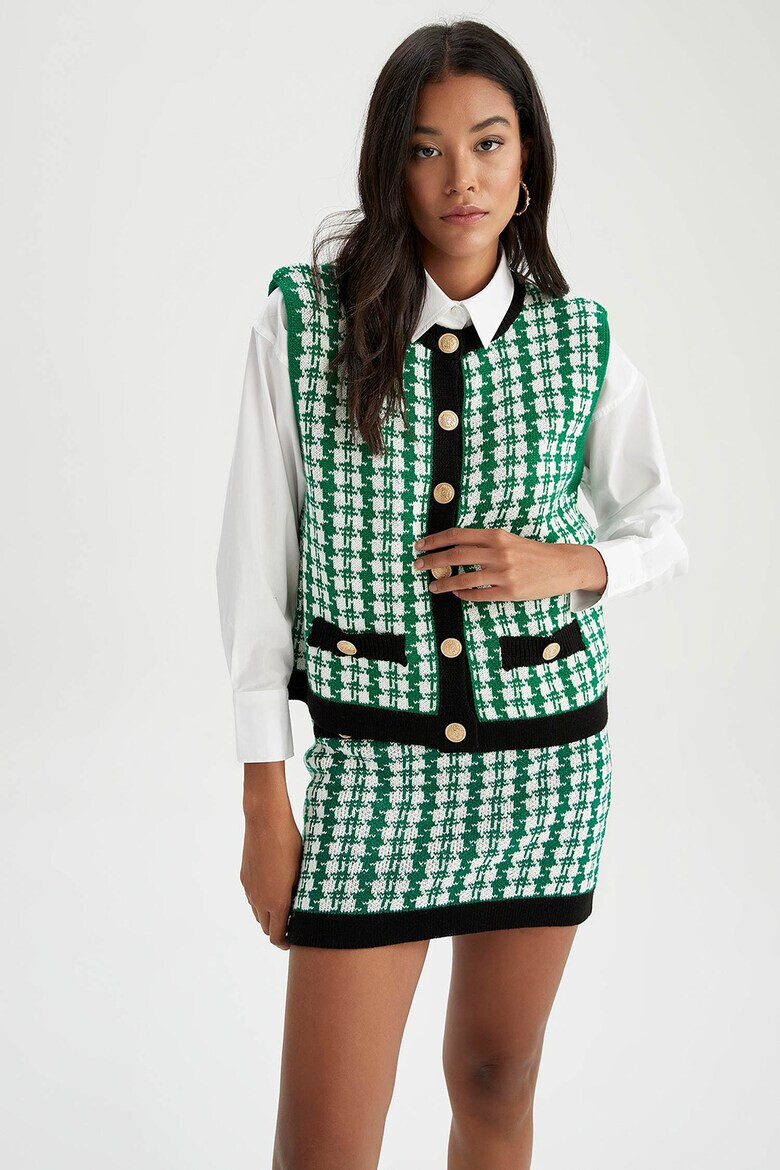 DeFacto Fusta mini cu imprimeu houndstooth - Pled.ro