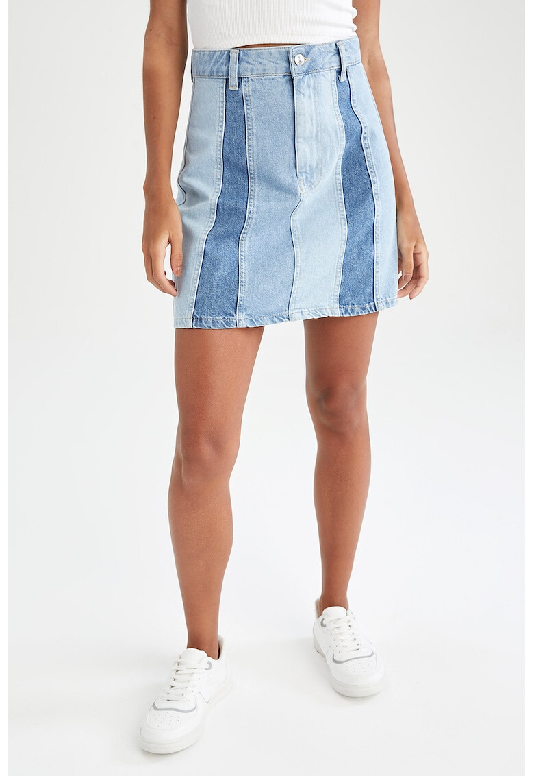 DeFacto Fusta mini din denim cu model cu segmente - Pled.ro