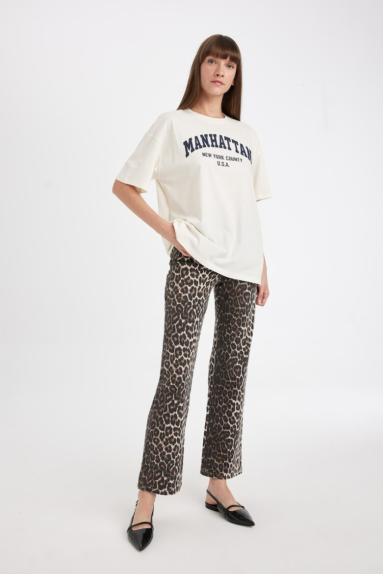 DeFacto Pantaloni drepti cu animal print - Pled.ro