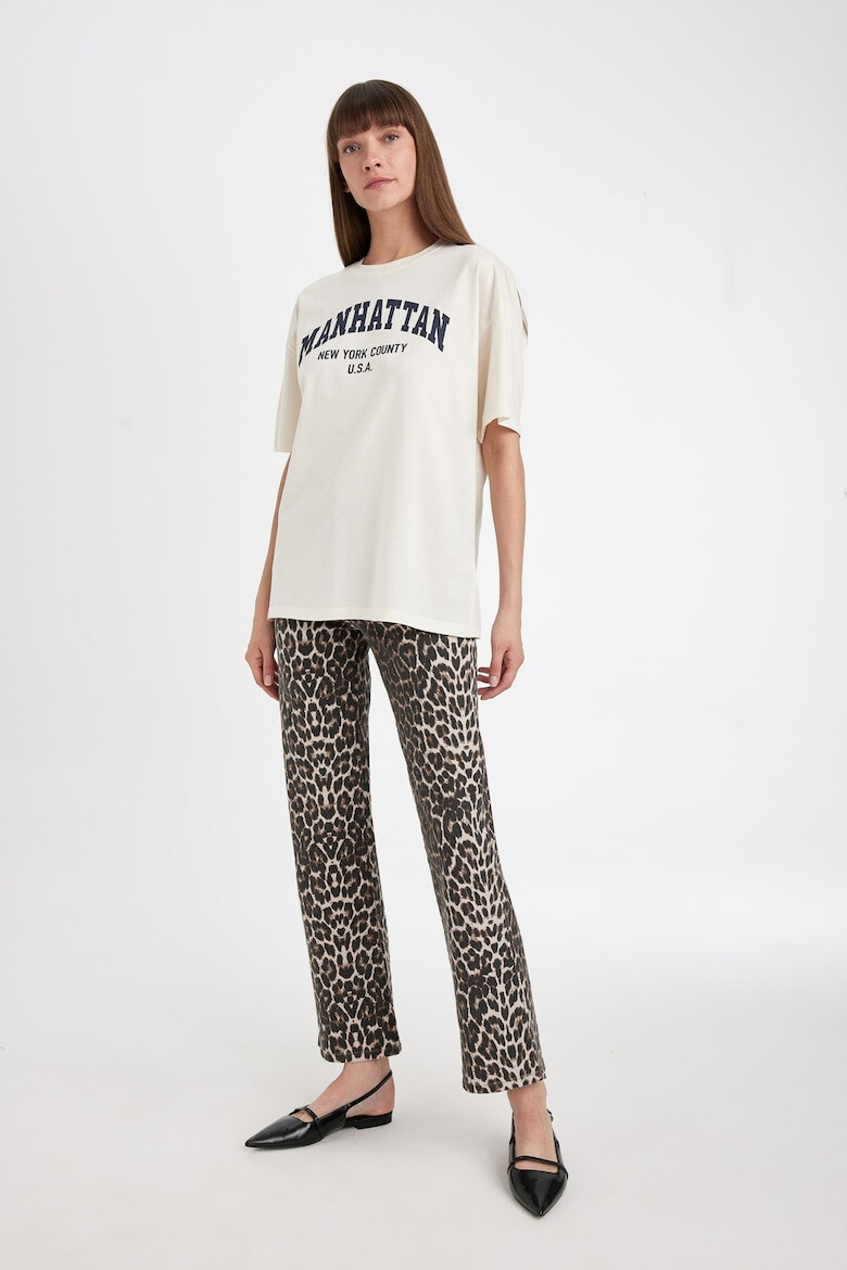 DeFacto Pantaloni drepti cu animal print - Pled.ro