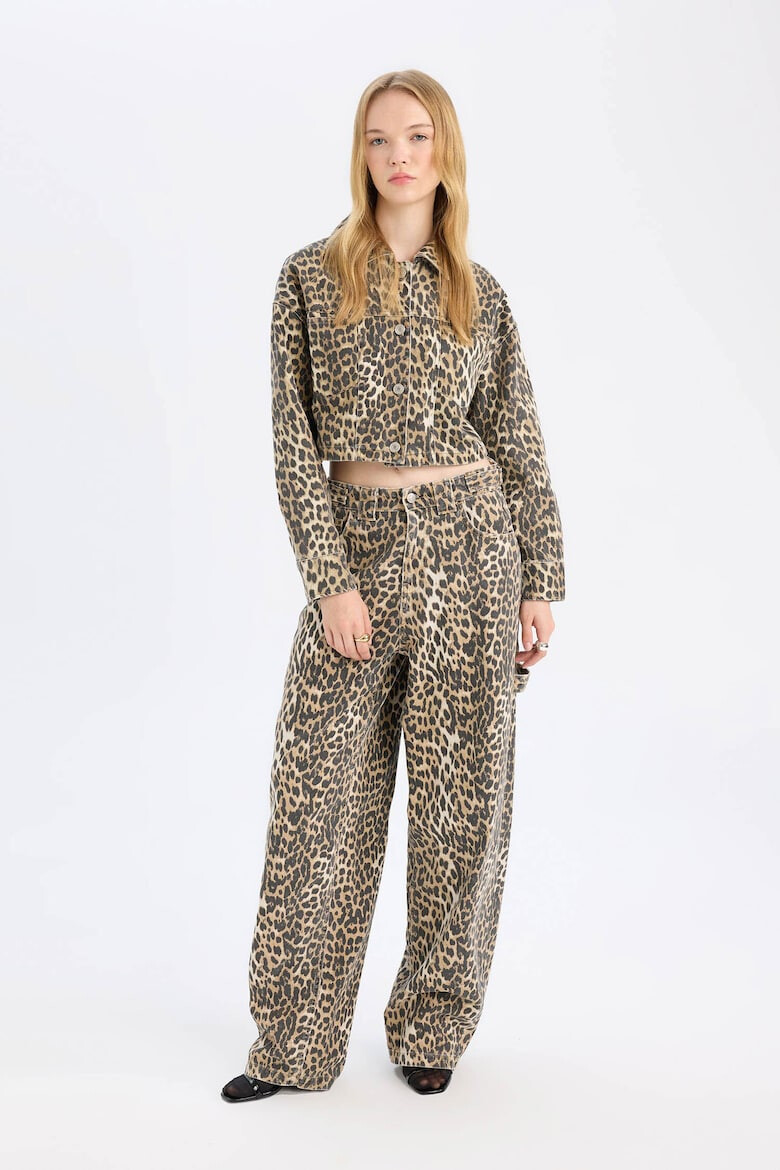 DeFacto Pantaloni relaxed fit cu animal print - Pled.ro