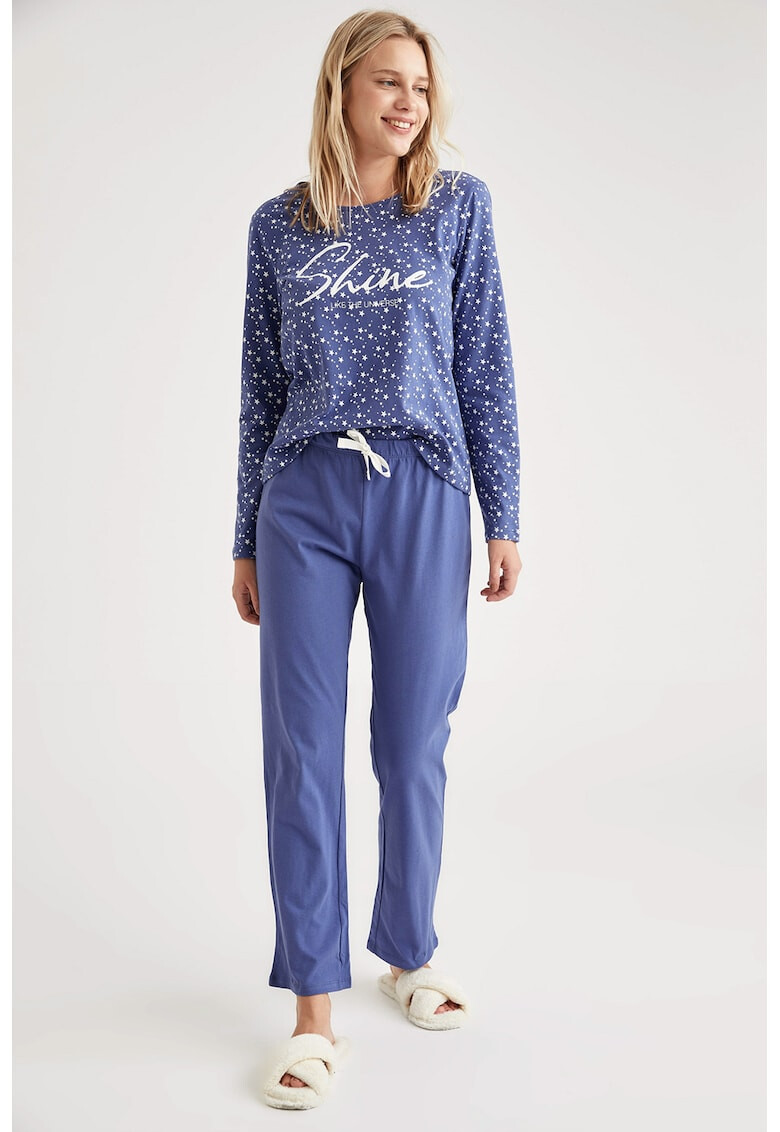 DeFacto Pijama cu bluza cu model - Pled.ro