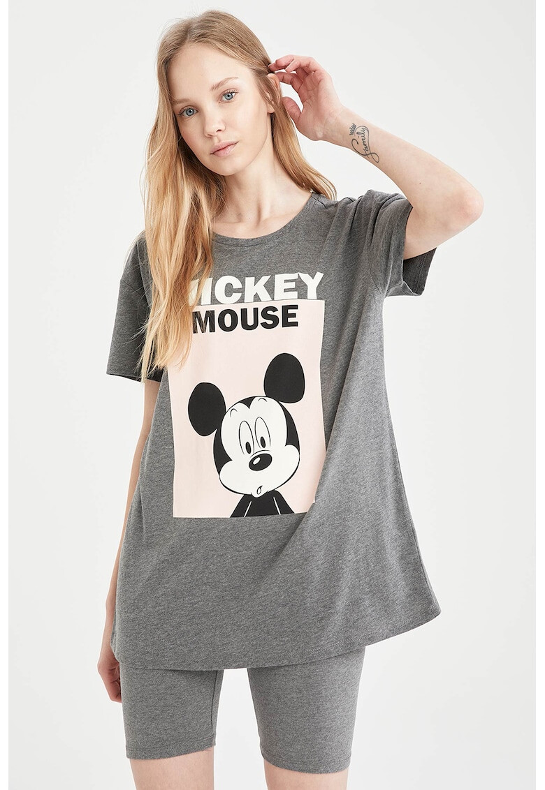 DeFacto Pijama cu maneci scurte si imprimeu cu Mickey Mouse - Pled.ro