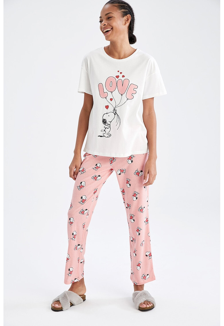 DeFacto Pijama de bumbac cu imprimeu Snoopy - Pled.ro