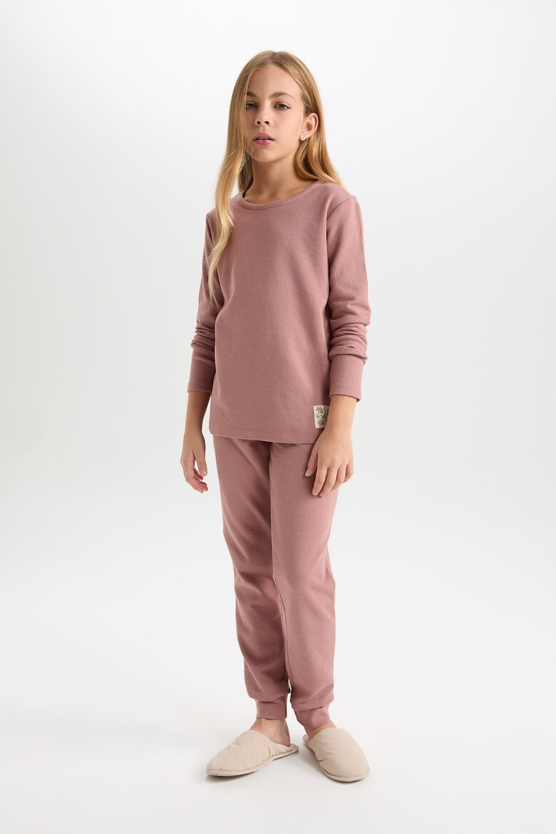 DeFacto Regular Fit Textured Long Pijama - Pled.ro