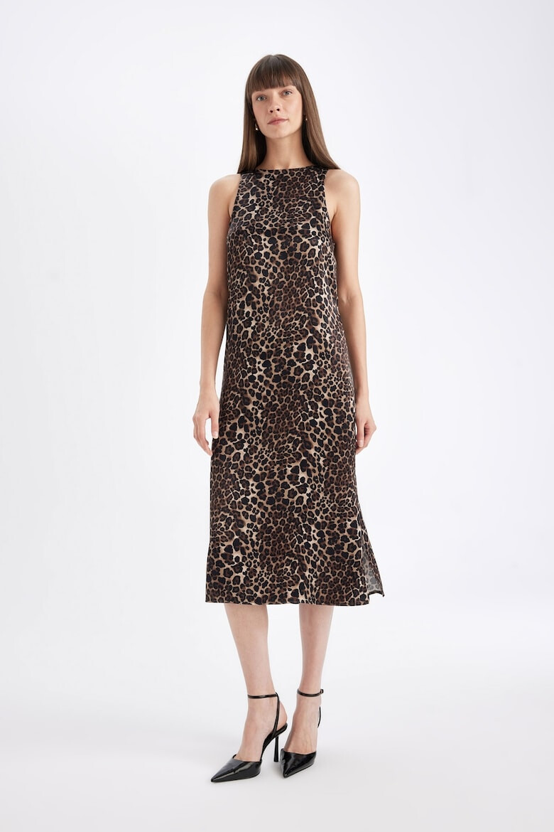 DeFacto Rochie fara maneci cu animal print si slit lateral - Pled.ro