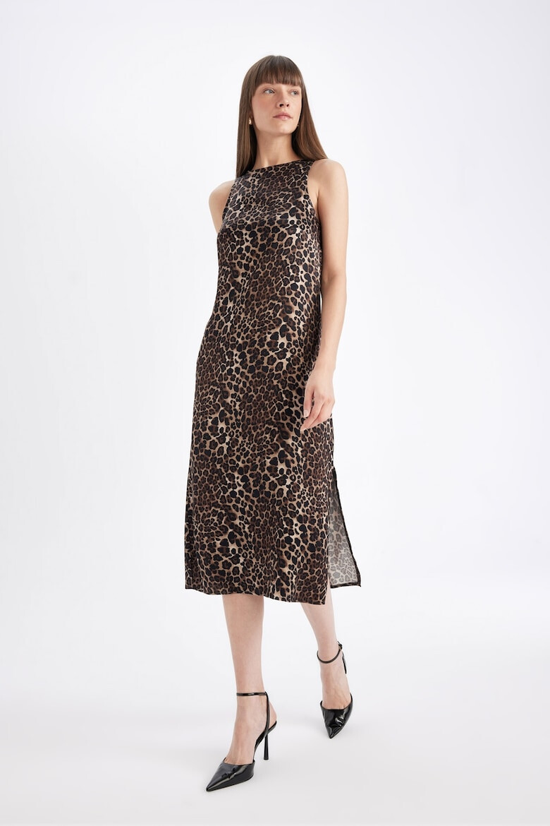 DeFacto Rochie fara maneci cu animal print si slit lateral - Pled.ro