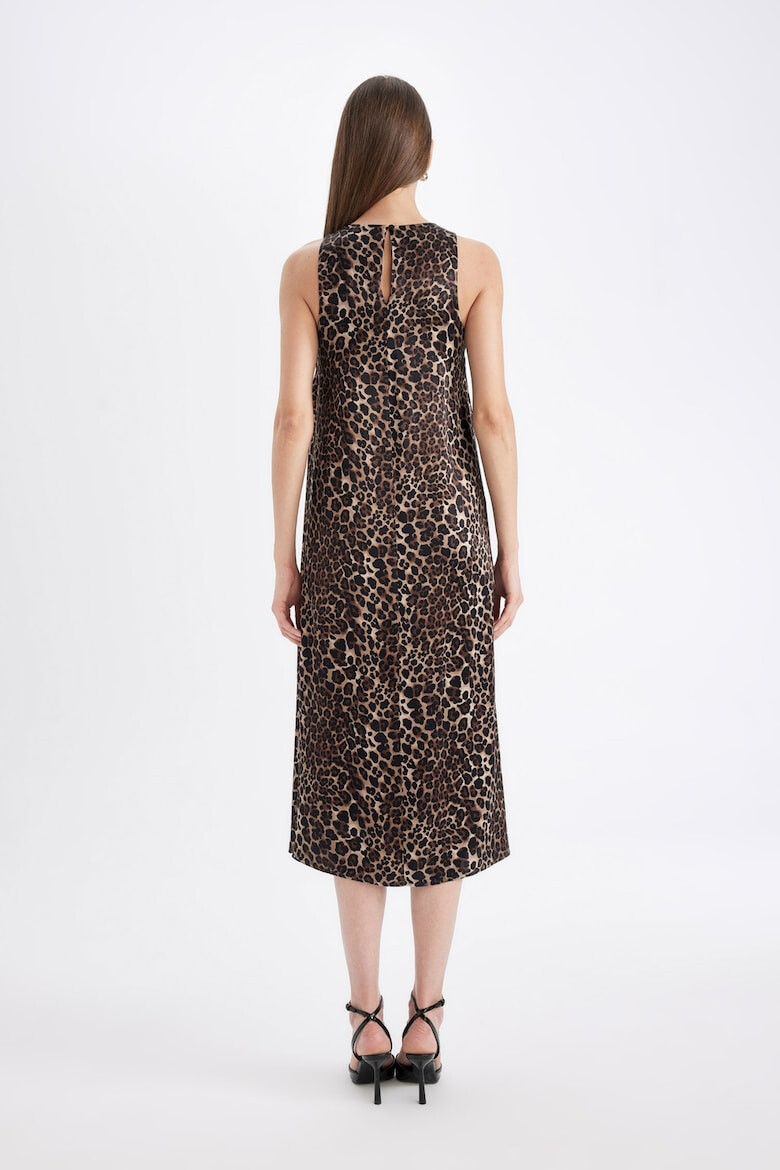 DeFacto Rochie fara maneci cu animal print si slit lateral - Pled.ro