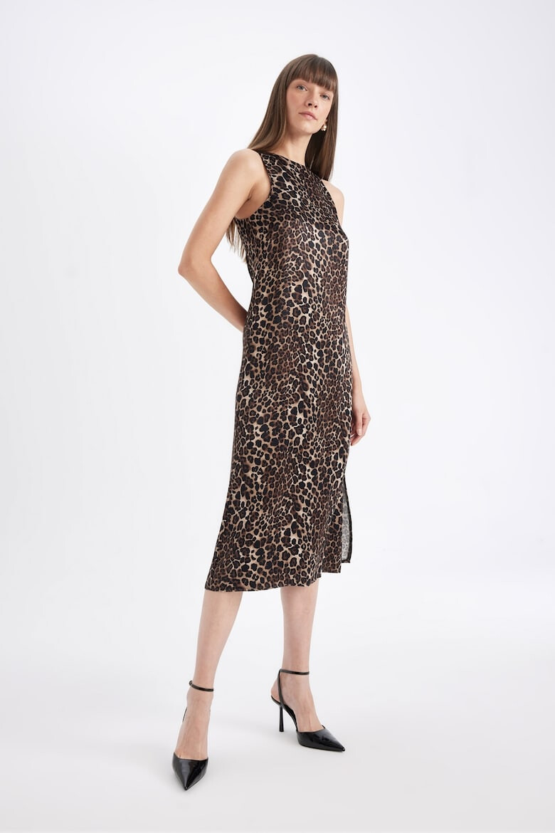 DeFacto Rochie fara maneci cu animal print si slit lateral - Pled.ro