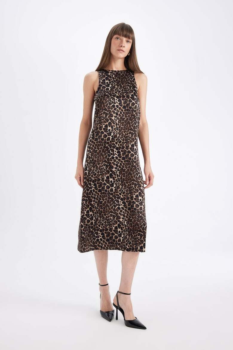 DeFacto Rochie fara maneci cu animal print si slit lateral - Pled.ro