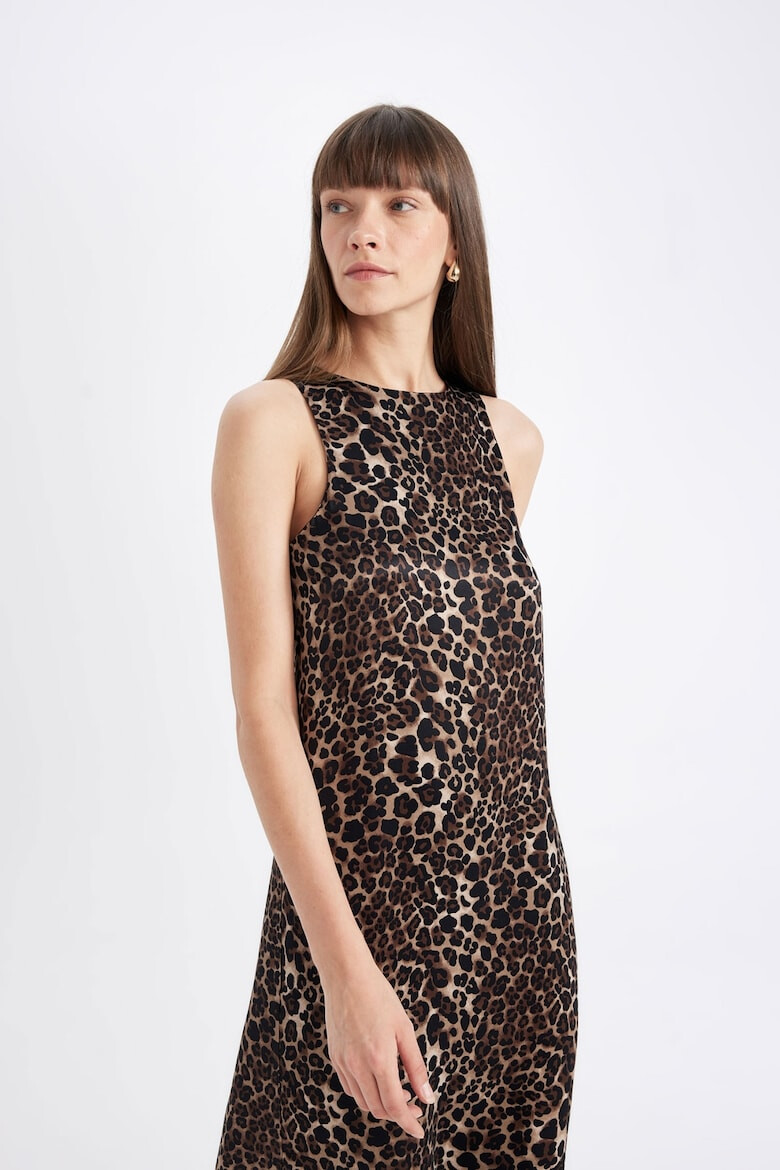 DeFacto Rochie fara maneci cu animal print si slit lateral - Pled.ro