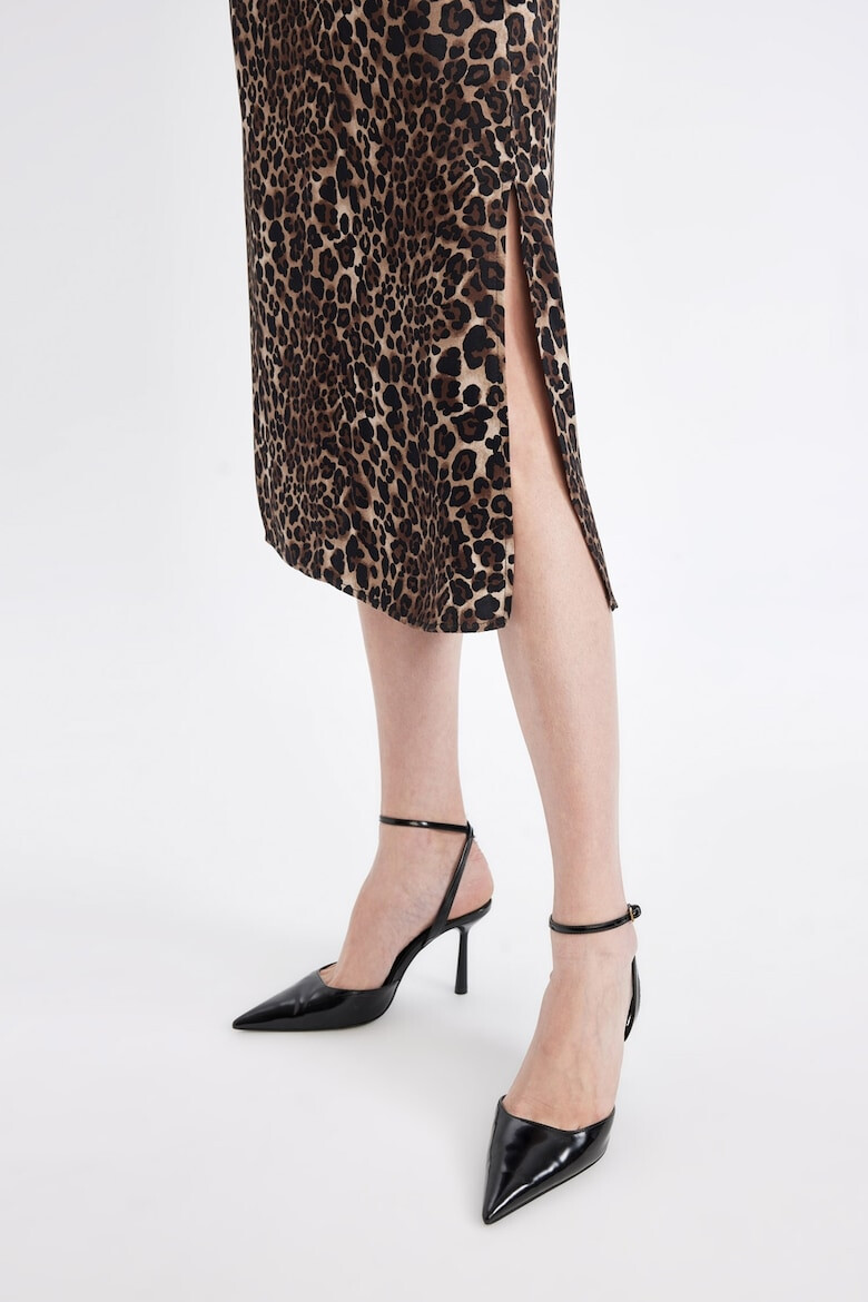 DeFacto Rochie fara maneci cu animal print si slit lateral - Pled.ro