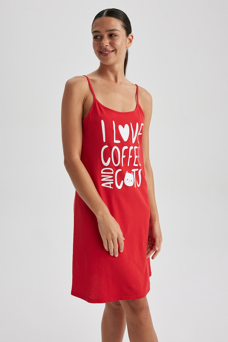 DeFacto Rochie-pijama cu imprimeu text - Pled.ro