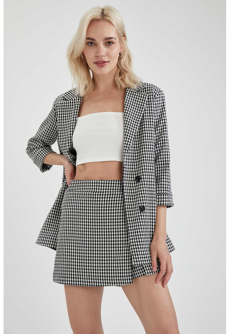 DeFacto Sacou cu model houndstooth si maneci medii - Pled.ro