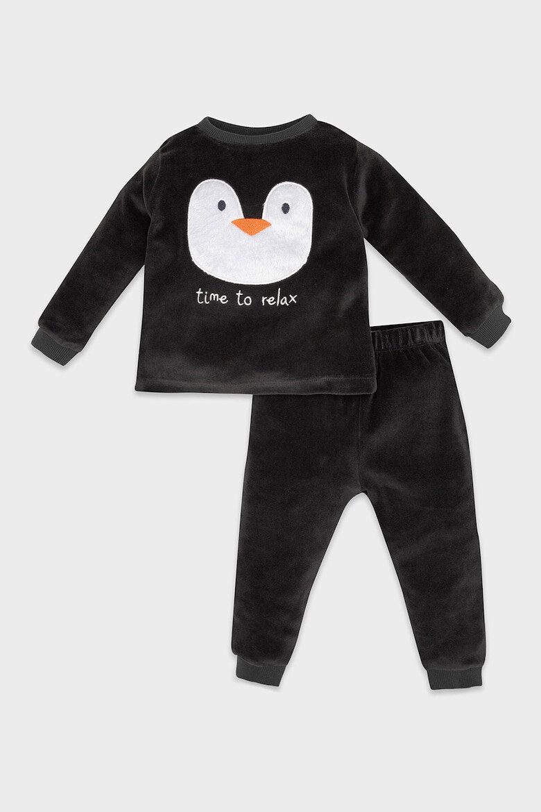 DeFacto Set de bluza de trening cu model pufos cu pinguin si pantaloni de trening - Pled.ro