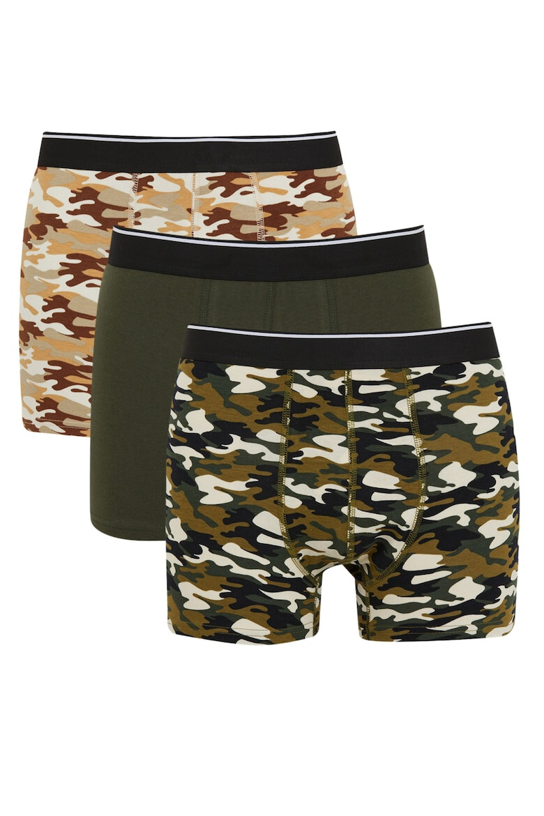 DeFacto Set de boxeri cu imprimeu camuflaj si model uni - 3 perechi - Pled.ro