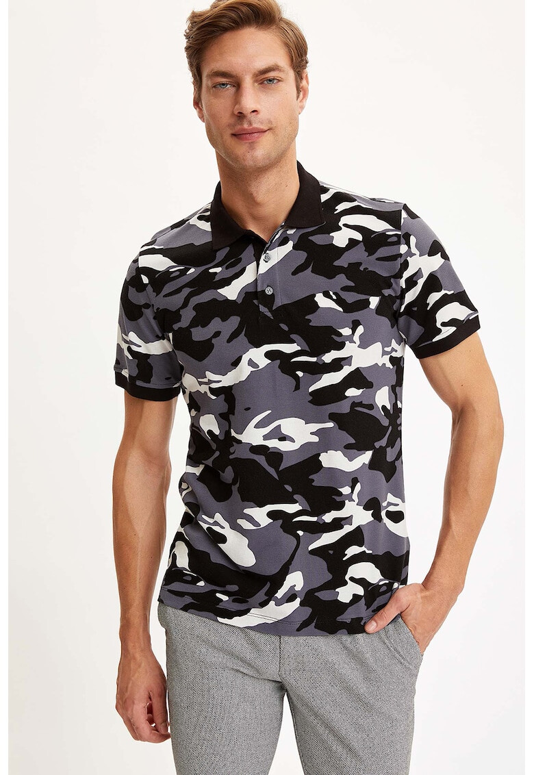 DeFacto Tricou polo slim fit cu model camuflaj - Pled.ro